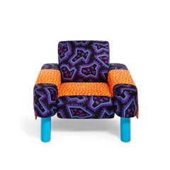 George J. Sowden "Oberoj" Italian Armchair in fabric for Memphis Milano