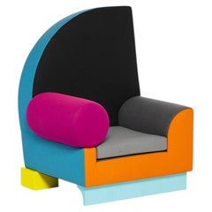 Peter Shire "Bel Air" Italian Armchair in wool and wood for Memphis Milano