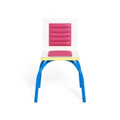 Memphis Milano "Riviera" Italian Wood and fabric Chair by Michele De Lucchi Pink