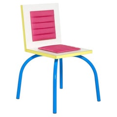 Memphis Milano "Riviera" Italian Wood and fabric Chair by Michele De Lucchi Pink