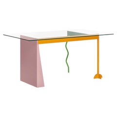 Table à manger / bureau en verre « Peninsula » de Peter Shire pour Memphis Milano