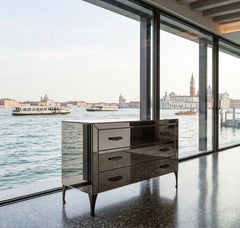 Cantori "Adone" Three-Drawer Bronzed Mirrored Dresser / Chest of Drawers