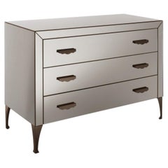 Cantori "Adone" Three-Drawer Bronzed Mirrored Dresser / Chest of Drawers