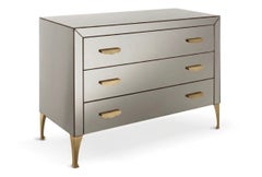 Cantori "Adone" Three-Drawer Bronzed Mirrored Dresser / Chest of Drawers - Brass