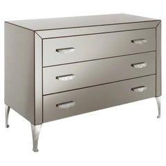 Cantori "Adone" Three-Drawer Bronzed Mirrored Dresser / Chest of Drawers Silver