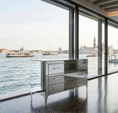 Cantori "Adone" Three-Drawer Mirrored Dresser / Chest of Drawers - Silver leaf