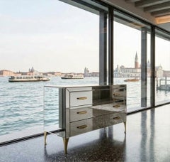 Cantori "Adone" Three-Drawer Mirrored Dresser / Chest of Drawers - Brass