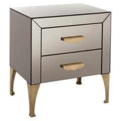 Cantori "Adone" Bronzed Mirrored Nightstand / Bedside table - Brass