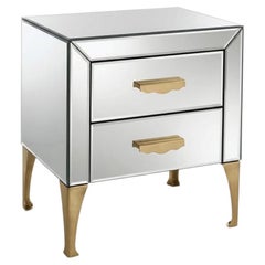 Cantori "Adone" Mirrored Nightstand / Bedside table - Brass