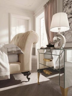 Cantori "Adone" Mirrored Nightstand / Bedside table - Brass
