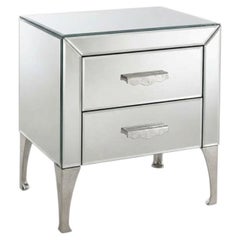Cantori "Adone" Mirrored Nightstand / Bedside table - Silver leaf