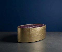 Table de chevet elliptique « Mirage » de Maurizio Manzoni - Marbre rouge