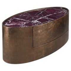 Maurizio Manzoni 'Mirage' Elliptical Nightstand Bedside table Bronze/Red Marble