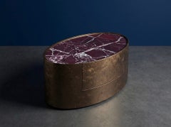 Maurizio Manzoni 'Mirage' Elliptical Nightstand Bedside table Bronze/Red Marble