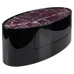 Maurizio Manzoni 'Mirage' Elliptical Nightstand Bedside table Black/Red Marble