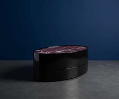 Maurizio Manzoni 'Mirage' Elliptical Nightstand Bedside table Black/Red Marble