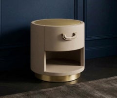 Cantori Valentino Linen Leather & Brushed brass Nightstand / Bedside table