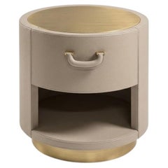 Cantori Valentino Linen Leather & Brushed brass Nightstand / Bedside table
