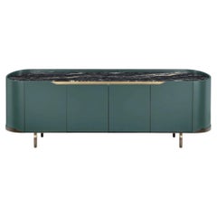Cantori Oasi Modern Bottle Green Lacquered 4-Doors Sideboard and Buffet - Marble