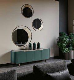 Cantori Oasi Bottle Green Lacquered 4-Doors Sideboard - Buffet Travertine Marble
