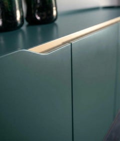 Cantori Oasi Modern Bottle Green Lacquered 4-Doors Sideboard and Buffet - Brass
