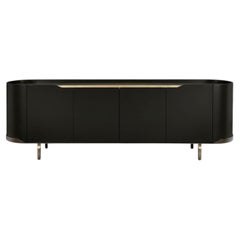 Cantori Oasi Modern Black Sepia Lacquered 4-Doors Sideboard and Buffet - Bronze