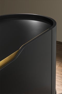 Cantori Oasi Modern Black Sepia Lacquered 4-Doors Sideboard and Buffet - Bronze