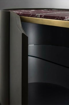 Cantori Oasi Black Sepia Lacquered 4-Doors Sideboard and Buffet - Bronze/Marble