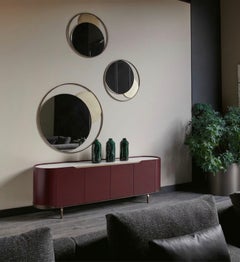 Cantori Oasi Burgundy Lacquered 4-Doors Sideboard and Buffet - Calacatta Marble