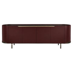 Cantori Oasi Burgundy Lacquered 4-Doors Sideboard and Buffet - Black Marble