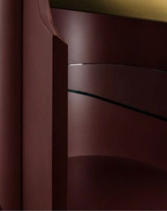 Cantori Oasi Burgundy Lacquered 4-Doors Sideboard and Buffet - Travertine Marble