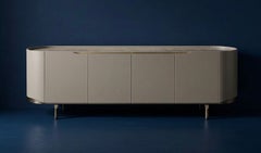 Cantori Oasi Modern Chalk Lacquered 4-Doors Sideboard - Buffet Travertino Marble