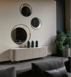 Cantori Oasi Modern Chalk Lacquered 4-Doors Sideboard - Buffet Calacatta Marble