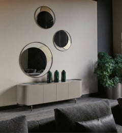 Cantori Oasi Modern Chalk Lacquered 4-Doors Sideboard and Buffet Orobico Marble