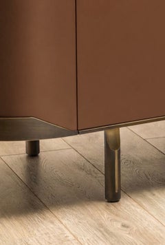 Buffet et vaisselier à 4 portes « Oasi Modern » de Cantori, finition laquée cognac - Bronze