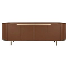 Buffet et vaisselier à 4 portes « Oasi Modern » de Cantori, finition laquée cognac - Bronze