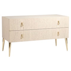 Cantori City 2-Drawer Dresser / Chest of Drawers / Storage unit - Cream Oak/Gold