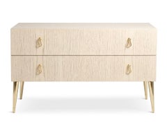 Cantori City 2-Drawer Dresser / Chest of Drawers / Storage unit - Cream Oak/Gold