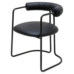Maurizio Manzoni for Cantori 'Itaca' Black Leather - Chair with armrests