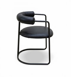 Maurizio Manzoni for Cantori 'Itaca' Black Leather - Chair with armrests