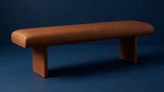 Cantori Sharon Padded Bench in New Cognac Leather by Maurizio Manzoni