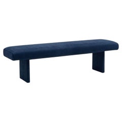 Cantori Sharon Padded Bench in Nabuk Blue Leather by Maurizio Manzoni