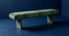 Cantori Sharon Padded Bench in Velvet and Nabuk Leather by Maurizio Manzoni
