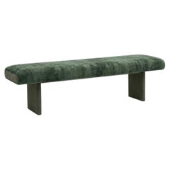 Cantori Sharon Padded Bench in Velvet and Nabuk Leather by Maurizio Manzoni