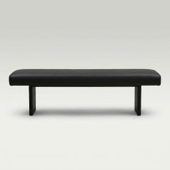 Cantori Sharon Padded Bench in Black Leather by Maurizio Manzoni