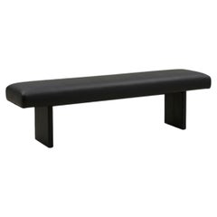 Cantori Sharon Padded Bench in Black Leather by Maurizio Manzoni
