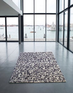 Nanimarquina Black on White Manuscrit Wool Rug Joaquim Ruiz Millet 170cm 66.9in