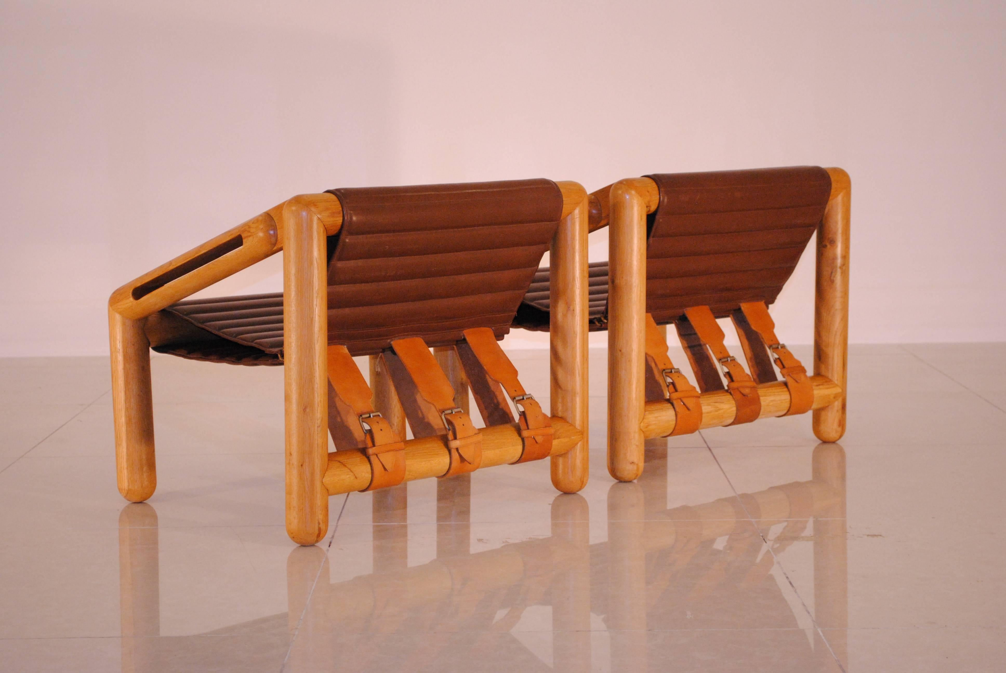 Pair of Modernist Czech Leather Lounge Chairs, 1980s 2