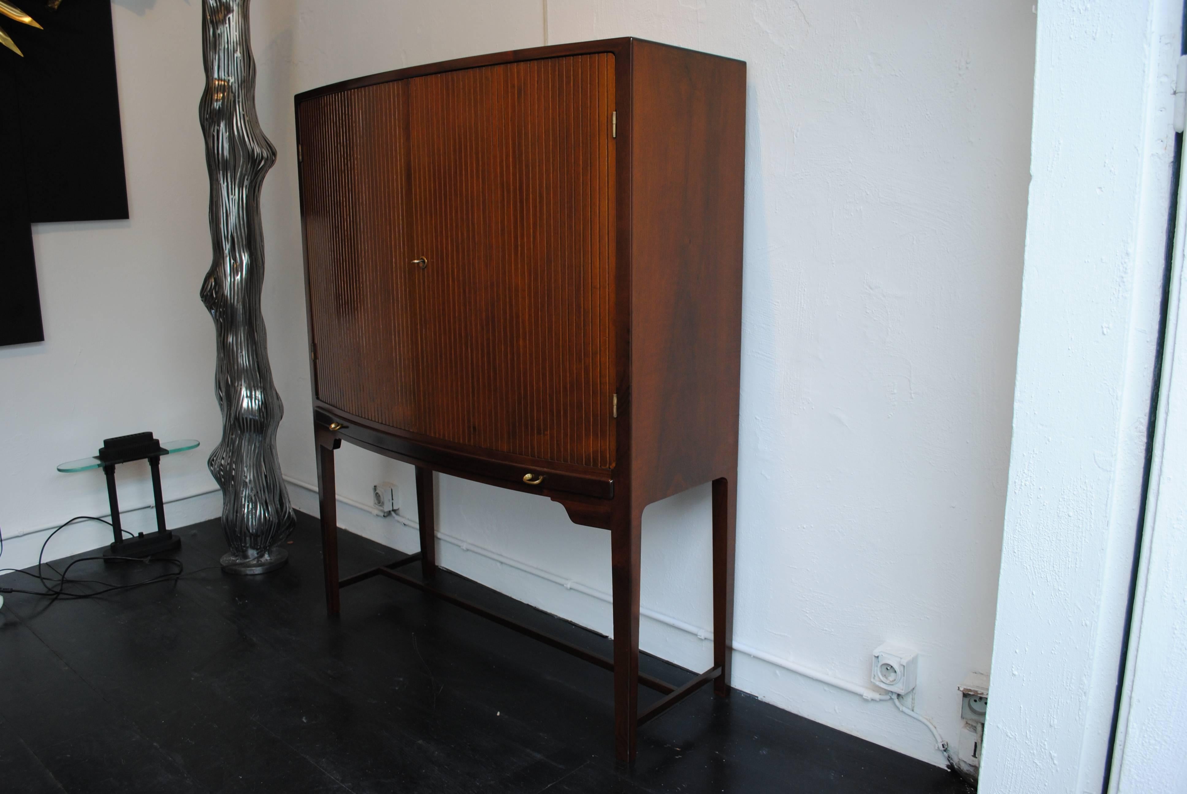 Rare Curved Highboy Cabinet by Ole Wanscher for Illums Bolighus, Denmark, 1940s 1