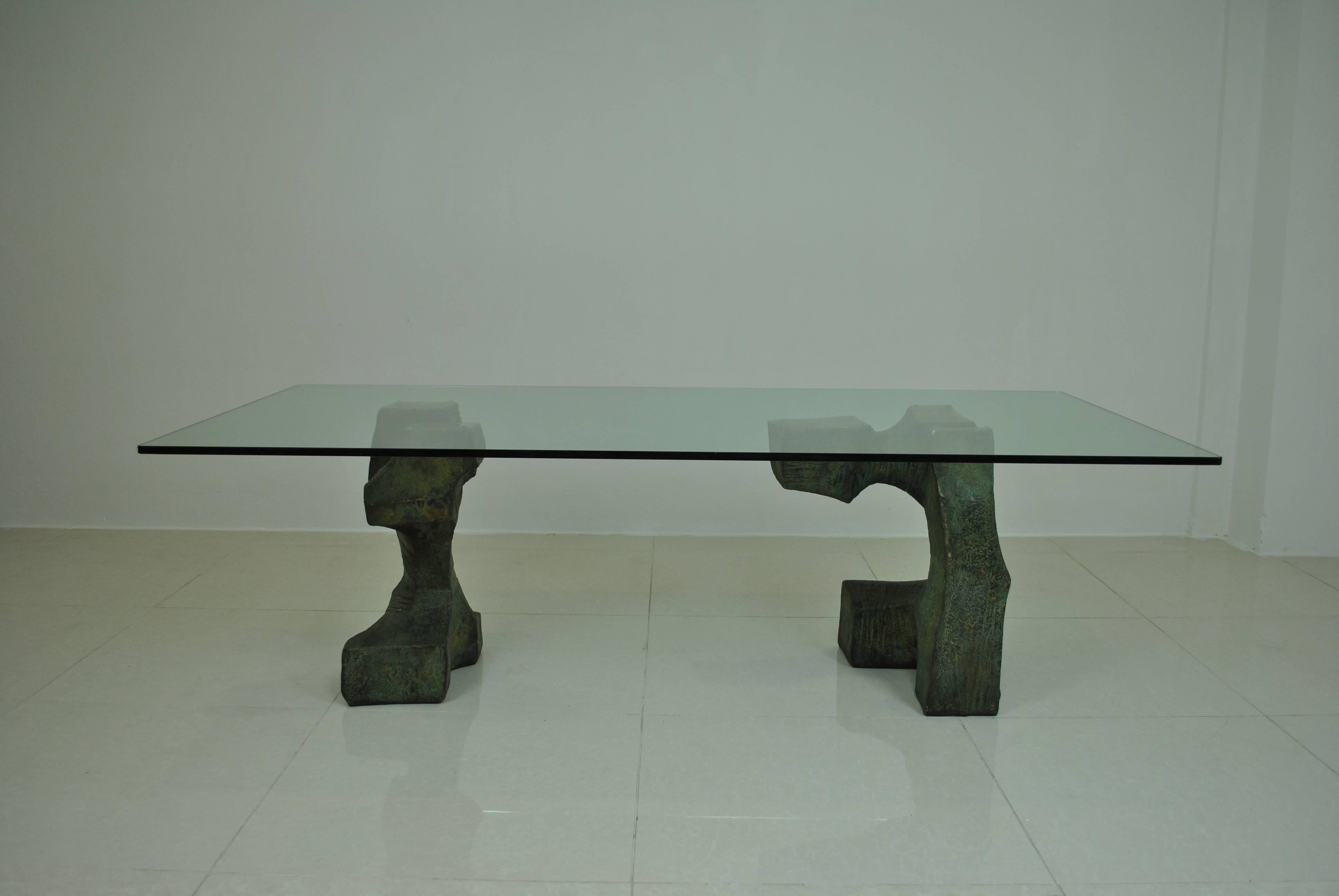 20th Century Bonze Brutalist Dining Table by Valenti, Spain, circa 1980
